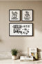 Humorous Laundry Room Themed - Set of 3 Black Wooden Frame Look Mdf Paintings - 3