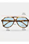 Damla Model Blue Glass Retro Large Sunglasses - 4