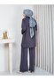 Knitwear Polo Collar Two-Piece Set with Trousers Gray - 7
