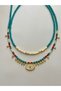 Double turquoise bead necklace, two-piece necklace set, trendy necklace