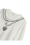 Women's Ecru Chain Heart Printed Crew Neck Oversize Sweatshirt Long Sleeve - 7