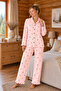 Bürümcük Knitted Long Sleeve Ruffled Floral Patterned Women's Buttoned Pajama Set - 2