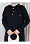 Knitwear Polo Collar Two-Piece Set with Trousers Black - 6