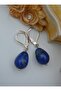 Lapis Lazuli Stone Earrings - Silver Color - - 4