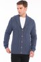 Indigo 80% Wool 20% Acrylic Hair Knit Patterned Buttoned Shawl Collar Knitwear Cardigan Trist-5369 - 2
