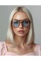Damla Model Blue Glass Retro Large Sunglasses - 5