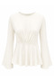 Women's Waist Gathered Spanish Sleeve Peplum Blouse 0245