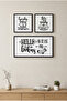 Humorous Laundry Room Themed - Set of 3 Black Wooden Frame Look Mdf Paintings