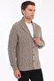 Mink 80% Wool 20% Acrylic Hair Knitted Patterned Buttoned Shawl Collar Knitwear Cardigan Trist-5369 - 3