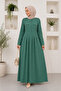 Long Dress with Shoulder Epaulettes and Pocket Detail