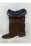 Genuine Leather Suede Zippered Boots Women's Shoes - 5