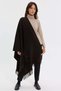 Women's Corner Patterned Colorful Floral Embroidered Tasseled Wool Shawl Dark Brown