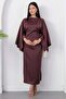 Low Neckline Bat Sleeve Satin Dress K-252767 - 6