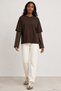 Brown Lace Sleeve Detailed Oversize T-Shirt - 2