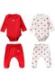 Red Hearts Baby Girl Bodysuit and Bottoms - 2