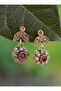 Authentic Earrings with Ruby and Zircon Stones - Bronze Color - - 5