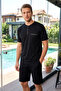 Men's Short Sleeve Shorts Cotton Single Jersey Pajama Set 260560 Black01 - 4
