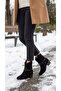 Handmade Pointed Metal Detailed Heeled Suede Women's Short Pull-On Cowboy Boots - 6