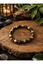 Men's Tiger's Eye and Hematite Natural Stone Bracelet - Power Bracelet with Gold Detail