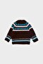 Brown Jacquard Patterned Crew Neck Knit Sweater