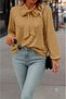 Women's Long-Sleeved Imported Crepe Blouse with Bow Detail and Pearl Embellishments - 3
