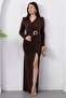 Double-Breasted Collar, Waist Buckle, Long Sleeve Dress K-262671 - 3