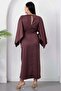 Low Neckline Bat Sleeve Satin Dress K-252767 - 7
