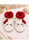 Women's Plush Red Hello Figured Home Boots Winter Warm Soft Soled Cute Slippers Home Slippers - 3