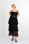 Women's Summer Black Madonna Collar Layered Tulle Dress 50428 - 2