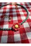 Turquoise Howlite and Ceramic Red Daisy Charm Necklace - 4