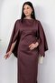 Low Neckline Bat Sleeve Satin Dress K-252767 - 2