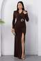 Double-Breasted Collar, Waist Buckle, Long Sleeve Dress K-262671