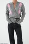 Women's Grey-Pink Buttoned Diamond Pattern Belted Wool Knitwear Cardigan