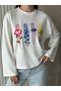 White Botanical Print Long Sleeve T-Shirt/Blouse Suitable for Hijab - 2