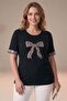 Sequin Leopard Patterned Ribbon Embroidered T-Shirt - 2