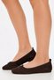Fly Women's Brown Suede Blunt Toe Thin Bow 3cm Hidden Heel Flat Sole Ballerina Ballet Shoes - 7