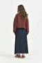 Floral Patterned Crop Quilted Jacket - Burgundy - 4