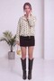 Women's Polka Dot Windbreaker Jacket with Tie Detail, High Collar, Woven, Beige, Pink - 3
