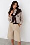 Striped Shirt with Tie Detail - Brown - 5