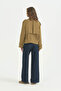 Pile Zipper Detailed Crop Jacket - Olive - 4