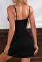 Women's Black Lace Detailed Stone Strap Bow Mini Nightgown - 3