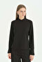 High Neck Basic Blouse - Black - 2