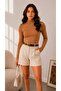 Women's Brick Red High Collar Long Sleeve Viscose Elastane Trendy Blouse - 3