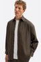 basic™ Oversize Gabardin Haki Gömlek - 5