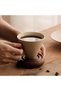 كوب قهوة سيراميك بتصميم ريفي عتيق، سعة 8.5 أونصة، تصميم مخروطي فريد، لون بيج، طراز ريترو - 2