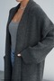 Women's Anthracite Shawl Collar Long Knitwear Cardigan with Pockets - 5