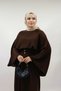 Women's Hijab Knitwear Double Set Bat Sleeve Sweater and Pleated Skirt