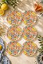 Set of 6 Glass Tea Plates - Mediterranean Shrimp & Lemon Patterned 12 cm - 6 Tea Plates