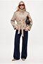 Women's Beck Beige Lined Belted Short Stand Collar Trench Coat - 2