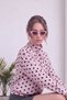 Women's Polka Dot Windbreaker Jacket with Tie Detail, High Collar, Woven, Beige, Pink - 4